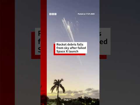 Rocket debris falls from sky after failed SpaceX launch. #SpaceX #BBCNews