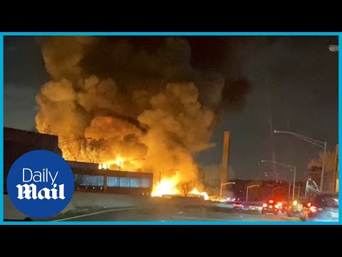 Major US fire: New Jersey chemical fire sends large plumes of smoke into night sky